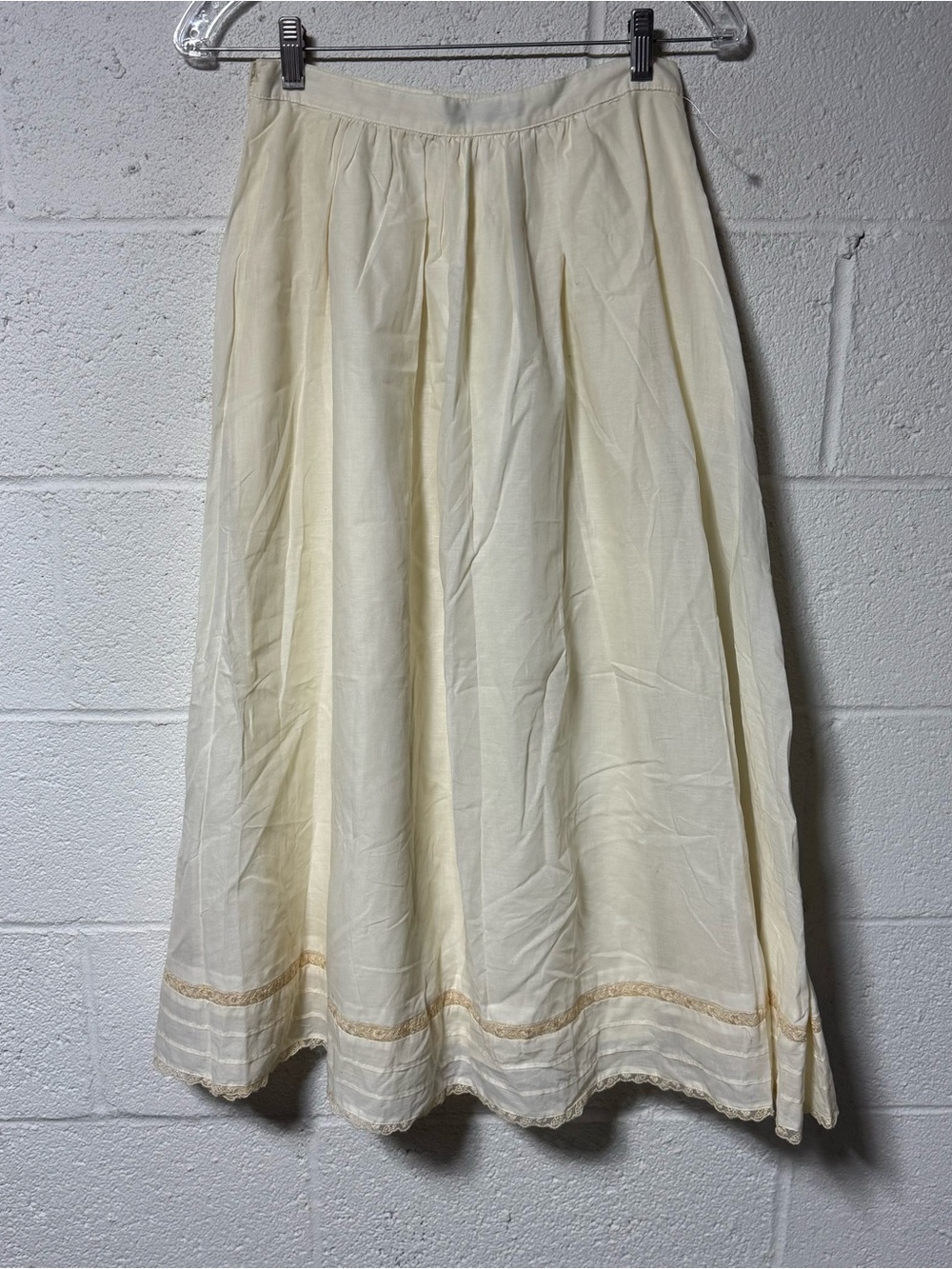 Vtg Paul Alexander Cream Cotton Lace Midi Skirt 8 Prairie Petticoat Cottagecore - Picture 7 of 10